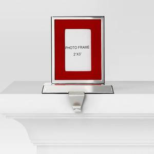lot 6830 image: Christmas Photo Frame Stocking Holder Silver and Red - Wondershop