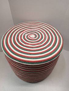 lot 6838 image: Striped Woven Ottoman Red Green White Horizontal Lines