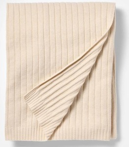 lot 6842 image: 50x60 Casual Mixed Rib Throw Blanket Beige - Threshold designed with Studio McGee - Retail $30