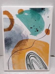 lot 6844 image: Abstract Wall Art Canvas Print Turquoise Orange Yellow 12 X 15 12