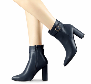 lot 6937 image: Allegra K Womens Buckle Decor Heel Ankle Booties (Size 9)