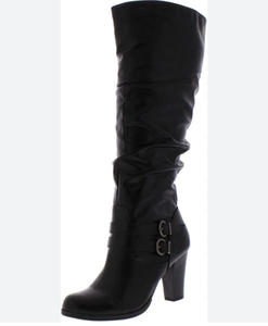 lot 6939 image: Style & Co. Sana boots featuring a slouchy silhouette and buckled strap details (Size 8.5)