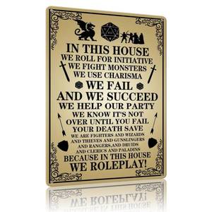 lot 7319 image: Sebiuo Dungeons And Dragons Sign 12x8 Inch Metal Tin Wall Art Decor Initiative Roleplay Retro Gamer Gift