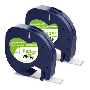 lot 7331 image: P PUTY Compatible Label Tape Replacement for Dymo Letratag Refills 10697 (91330 S0721510) for Dymo LetraTag Label Makers, Black on White,12mm (12inch) x (13ft) 4m,2Pack