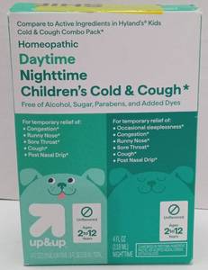 lot 7340 image: up&up Homeopathic Daytime Nighttime Childrens Cold & Cough Combo Pack - Exp May 2028