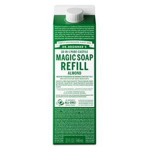 lot 7347 image: Dr. Bronner s Magic Soap Refill - Almond - Pure-Castile Liquid Soap Carton - 32 oz for face  body wash hands 122325