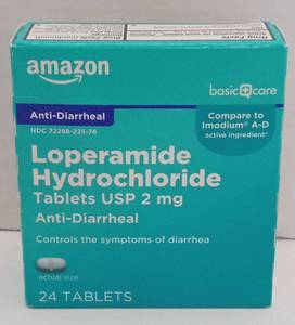 lot 7388 image: Amazon Basic Care Loperamide Hydrochloride Tablets USP 2 mg 24 Tablets 825