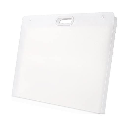 lot 101 image: Sohynca Plastic Art Portfolio, Large Art Portfolio with Handles,Waterproof Portfolio Folder for Artwork, Arts Storage Case for Drawing Sketch Photography Poster (17.32 x 13.22 inch) Retail $24.99