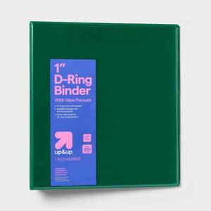 lot 123 image: 1 3 Ring Binder Clear View Green - up&up 220 Sheet Capacity, 4 Internal Pockets, D Rings, Metal & Polypropylene Light Grey - Retail $17
