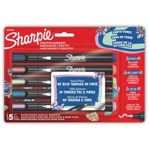 lot 136 image: Sharpie Creative Markers Earth Tones Water-Based Acrylic Markers Bullet Tip Assorted Colors - 5ct - Retail $16