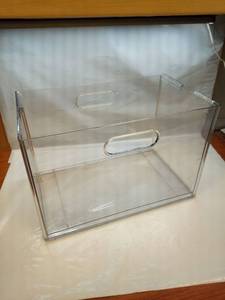 lot 140 image: Brightroom Large Clear Storage Bin with Handles - Retail $12