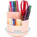 Siveit Desk Pencil Pen Holder, Desk Organizers 3 Slots 360-Degree Rotating Pen Holder for Desktop Storage Stationery Supplies Organizer, Home, Office, School, Kids, Peach Pink Retail $9.99