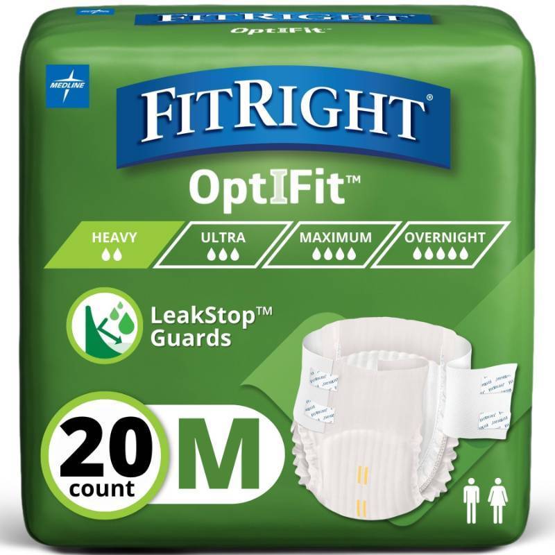 lot 101 image: FitRight Extra OptiFit Heavy Absorbency Adult Diapers, FSAHSA Eligible,20 Count, Waist Size 32-44 ,M , Incontinence Briefs for Men and Women, Disposable, Moisture Wicking, Leak Protection - Retail $16
