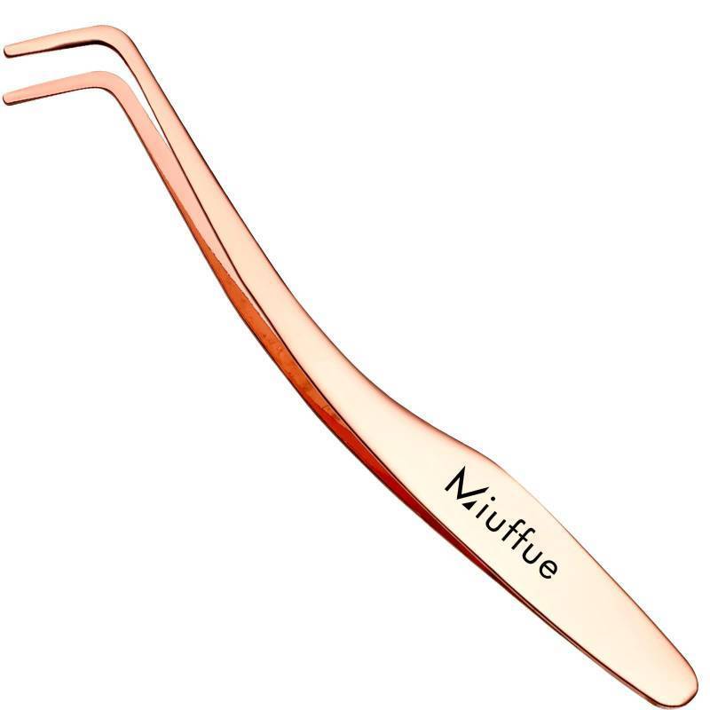 lot 139 image: Miuffue False Eyelash Applicator DIY Lash Applicator Tool Stainless Steel Curved Eyelash Tweezers for Strip Lashes, Rose Gold Retail $9.99