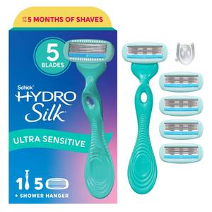 Schick Hydro Silk Ultra Sensitive Razor for Women | Womens Razor for Sensitive Skin, 5 Blade Razors for Women, Womens Razors for Shaving, Includes 1 Handle & 5 Refills - Retail: $17