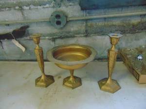 lot 4066 image: Center Piece and Candlesticks - Metal