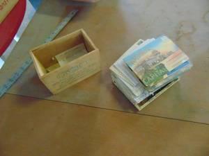 lot 4109 image: Assortment of Vintage Postcards in Wooden Box
