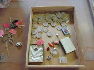 lot 4115 image: Wooden Nickels and assorted JeweleryPins