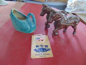 lot 4236 image: Metal Horses - small Planter and More