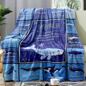 lot 21578 image: Whale Blanket, Super Soft Cozy Blue Whales Blanket, Twin Size Ocean Animals Fleece Blanket, Throw Blanket for Baby Kids Adults (Whale 4, 48x60)
