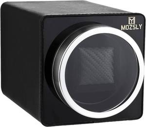 lot 21580 image: MOZSLY Watch Winder for Automatic Watches Single Rotating Watch Box with Quiet Motor 12 Rotation Mode Setting Battery Powered or AC Adapter PU Leather