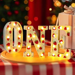 lot 21581 image: Berry First Birthday Decor, Strawberry 1st Birthday Decorations Girl, Sweet One Light Up Letters for Centerpieces Table 1 Year Old First Birthday Party Decorations Supplies