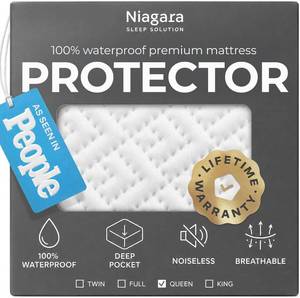 lot 21585 image: 100% Waterproof Queen Mattress Protector - 360 Pad Protection Against Spills, Stains & Accidents for Parents & Pet Owners - Noiseless & Cooling Viscose Made from Bamboo (White)