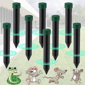 lot 21592 image: 8 Pack Sonic Mole Repellent Battery Powered, Waterproof Sonic Mole Chaser -Scares Away Voles, Gophers and Rats, Ultrasonic Deterrent Stakes for Outdoor Yard, Lawn, Garden (1.77 x 11, Black)
