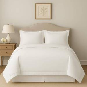 lot 21599 image: eBeddy Linens 800 Thread Count Ultra Silky Soft Egyptian Cotton Oversized King 120x98 Size 3-Pieces Duvet Cover Hidden Zipper Closer & Corner Ties Durable and Fade Resistant White Solid