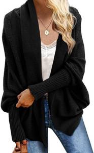 lot 21880 image: Imily Bela Womens Kimono Batwing Cable Knitted Slouchy Oversized Wrap Cardigan Sweater Size XL