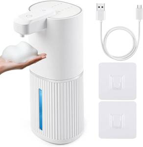 lot 21899 image: Automatic Soap Dispenser, Foaming Soap Dispenser Touchless with Continuous Dispensing, 4-Level Adjustable, Rechargeable Hand Soap Dispensers, Wall Mounted or Countertop for Bathroom & Kitchen
