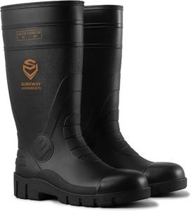 lot 21909 image: SUREWAY Mens Rain Boots Waterproof PVC Work Boots, Soft Toe Mud Boots with Steel Shank & Arch Support, Slip Resistant Knee High Rubber Boots for Farming, Gardening, Industrial (EH Rated) Size 8