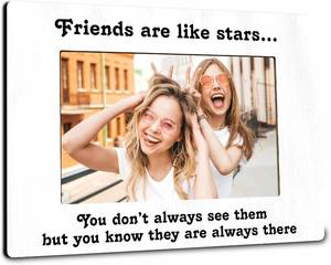 lot 21915 image: Wooden Picture Frame - Friends Are Like Stars - 1 photo frame with self-stand support - Table Top Display, Gift For Friends, Bestie Home & Office Decorating & Supplies(4X 6 Horizontal) - B03