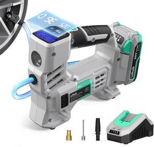 lot 21929 image: Litheli Tire Inflator Air Compressor, 20V Cordless Car Tire Pump with Digital Pressure Gauge 150PSI for Car Tire, Bike, Sport Ball, 2.0 Ah Battery & Charger
