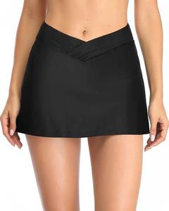 lot 21937 image: Yonique Womens Swim Skirt Mid Waist Swim Bottoms Elastic Waist Swimsuit Bottoms Size XL Black