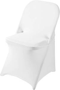 lot 21941 image: Ascoza 6 Pack White Spandex Folding Chair Covers in Stretch Washable Fabric for Wedding, Party,Holidays,Celebration and Other Special Events