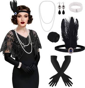 lot 21946 image: ELECLAND 10 Pieces 1920s Flapper Gatsby Accessories Set Fashion Roaring 20s Theme Set with Headband Headpiece for Women
