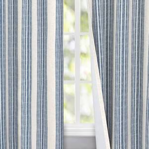 lot 21950 image: DriftAway Chris Linen Blackout Curtains with Thermal and Sound Reducing Layer 96 Inches Long for Bedroom Striped Printed Drapes Thermal Insulated Lined Window Treatments for Living Room Jean Navy
