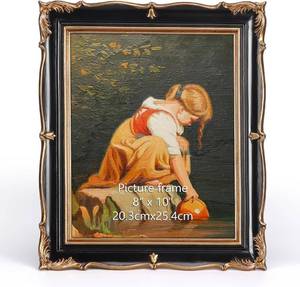 lot 21954 image: PHAREGE Vintage Picture Frame 8x10 Black Gold, 8 by 10 Ornate Decorative Antique Frame with Mat for 5x7 Photo, Fancy Matted Frame for Desktop or Wall, Horizontal or Vertical
