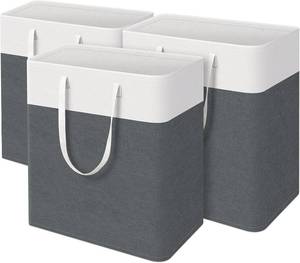 lot 21958 image: TasticTotes laundry basket 3-Pack, laundry hamper, Hamper with handles, collapsible laundry baskets, Waterproof dirty clothes hamper, Towel Storage for Home or Dorm, 125L-Grey
