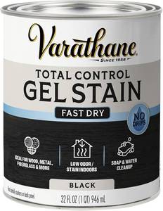 lot 21966 image: Varathane Total Control Gel Stain  Low Odor Water-Based Formula  Thick Gel Formula for Vertical Surfaces  Ideal for Wood, Metal & Fiberglass  Quart  Black
