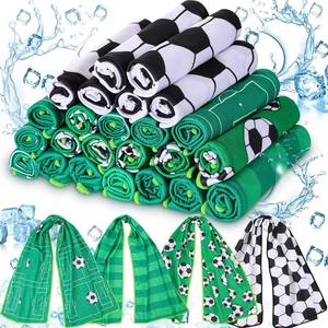 lot 21968 image: FuWeave 24 Pack Soccer Cooling Towel 40 x 12 Inch Breathable Sport Cooling Towel Microfiber Fast Drying Team Gifts for Athletes Yoga Gym Camping Running(Soccer)