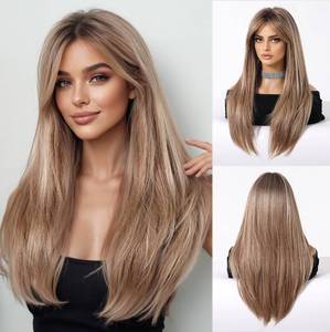 lot 21986 image: Esmee Long Straight Ash Blonde Wigs for Women Natuaral Synthetic Hair Heat Resistant Ombre Wig for Daily Party Cosplay Use