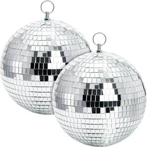 lot 21989 image: 2 Pack Mirror Disco Ball, 7 Inch Cool and Fun Large Silver Hanging Disco Ball with Hanging Ring, Reflects Light, Party Favor, Christmas New Year Wedding Decor Festival Stage Prop