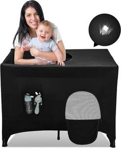 lot 22003 image: Poudee Pack n Play Blackout Cover Travel Crib Blackout Cover Breathable Blackout Tent for Travel Crib Portable Stretchy Netting Cover
