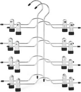 lot 22004 image: TOPIA HANGER 4 Tier Metal Skirt Hangers for Women, Pants Hanger Space Saving with Adjustable Clips, Gain 70% More Space, Non Slip Grip for Slacks, Trousers, Shorts, Jeans, Towels, Black, 2-Pack, CT20B
