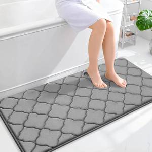 lot 22005 image: OLANLY Memory Foam Bath Mat Rug 47x24, Ultra Soft and Absorbent Bathroom Rugs, Non-Slip, Comfortable, Machine Washable Bath Carpet for Bathroom Floor, Tub, Shower and Home Decor Accessories, Grey