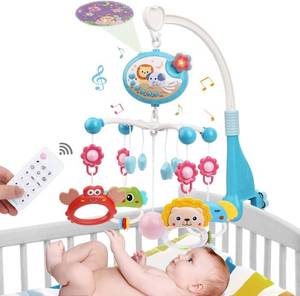 lot 22009 image: Baby Crib Mobile with Music and Light, Crib Toy with Remote Control   Timming Function, Projector Rotating Hanging Rattles Toys Baby Mobile Gift Toy for 0-24 Moths Boys and Girls