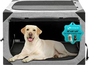 lot 22015 image: Dog Crate,36x25x25 Inch Large Dog Crate for Large or Medium Dogs, Portable and Foldable Design of Dog Cage, Perfect for Travel or Home Use, Dog Kennel with 3-Door and Durable Mesh Windows, Light Grey