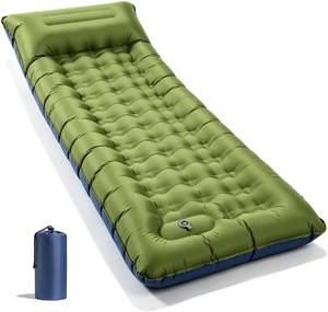 lot 22016 image: Camping Sleeping Pad, Extra Thick 6 Inch Camping Mat with Built-in Pillow & Foot Pump, Ultralight Inflatable Sleeping Pad for Backpacking Hiking Travel Tent(Green)